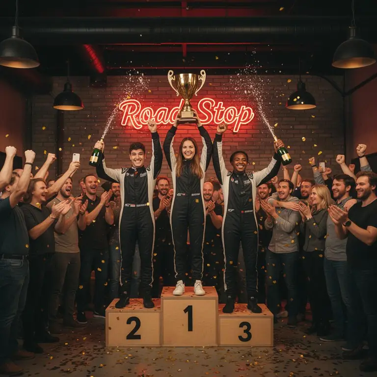 Siegerehrung im Road Stop Racing Center Wuppertal