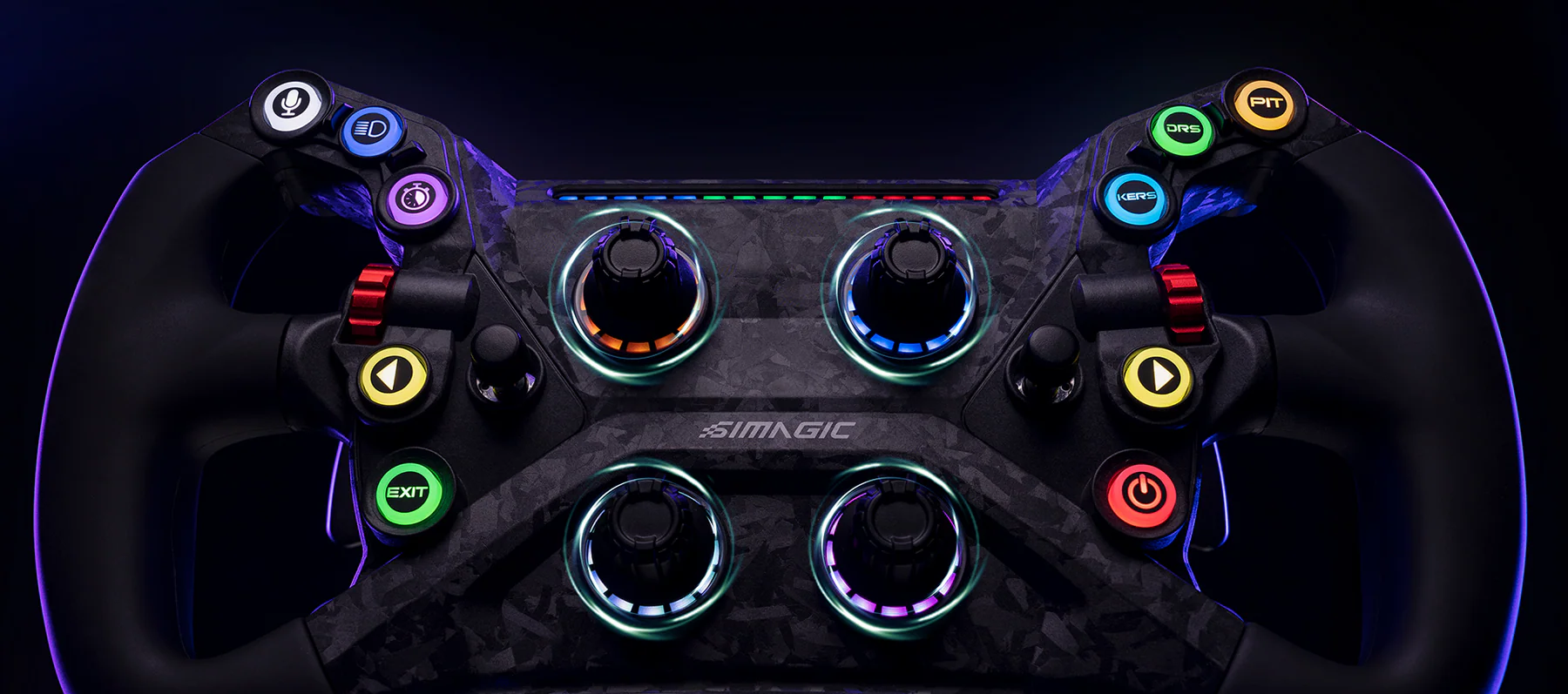 Simagic GT Rennsimulator-Lenkrad aus Forged Carbon mit RGB Shift Lights im Road Stop Racing Center Wuppertal