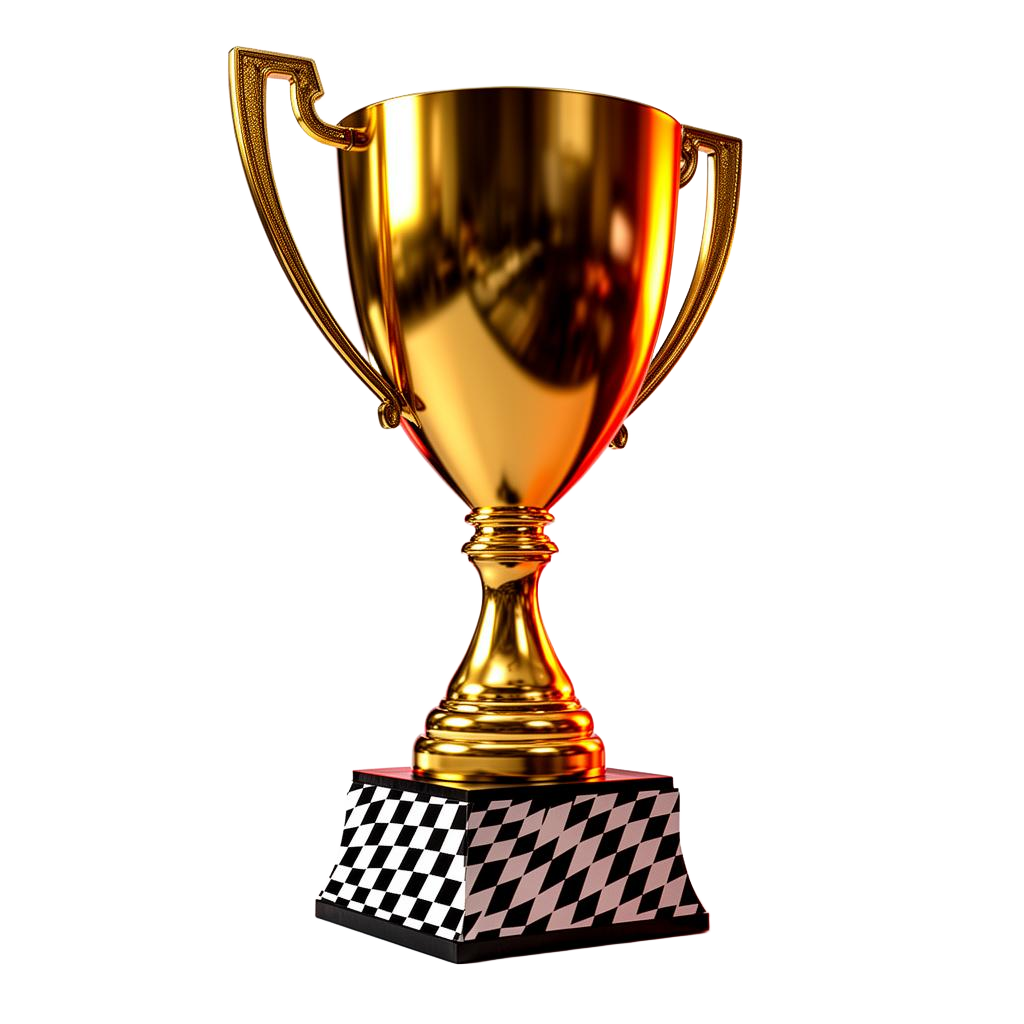 Goldener Champion-Pokal mit Zielflaggen-Sockel für Your Race